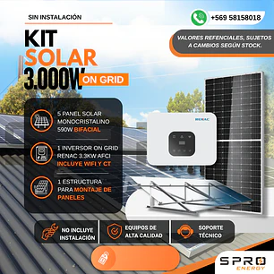 KIT DE ENERGIA SOLAR ON GRID 3KWP