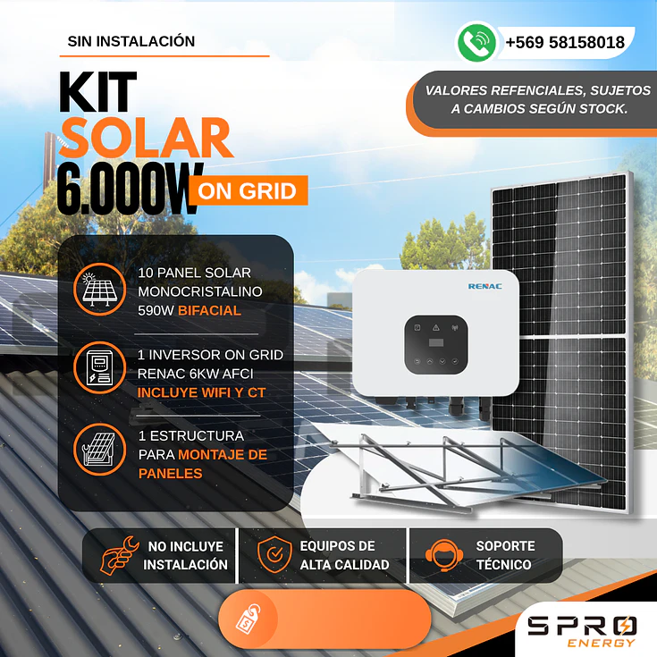 KIT DE ENERGIA SOLAR ON GRID 6KWP 1