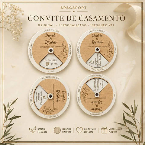 CONVITE DE CASAMENTO REDONDO MDF