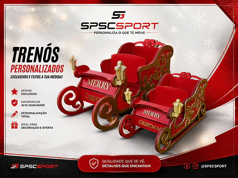 TRENÓ DE NATAL PERSONALIZADO EM MADEIRA