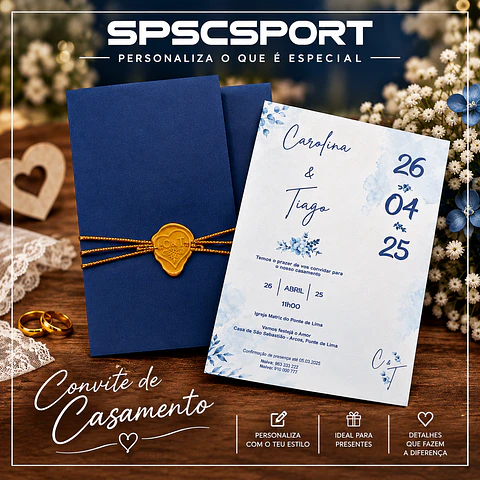CONVITE DE CASAMENTO AZUL