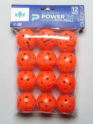 Bola Pickleball Diadem Premier Power Pickleball Indoor (Laranja,Pack 12un)