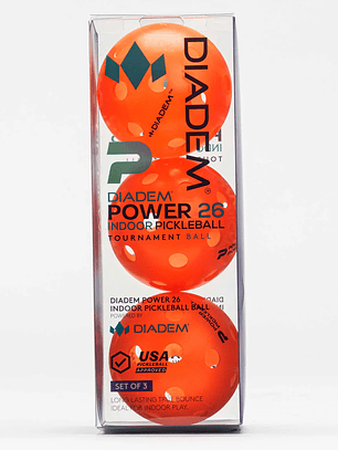 Bola Pickleball Diadem Premier Power Pickleball Indoor (Laranja,Pack 3un)