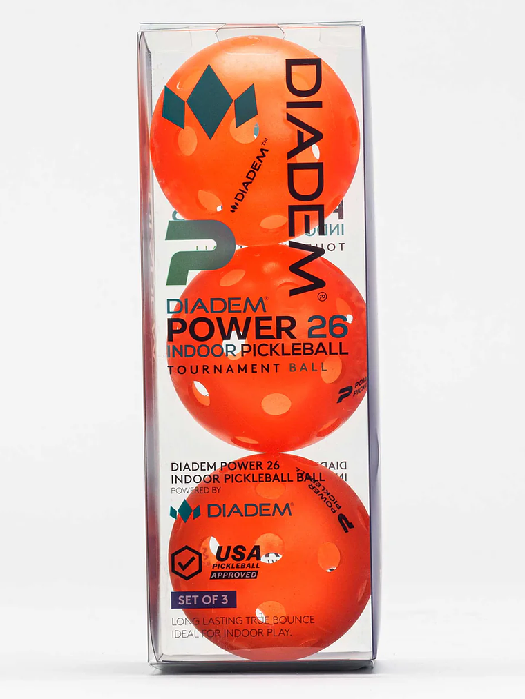 Bola Pickleball Diadem Premier Power Pickleball Indoor (Laranja,Pack 3un) 1