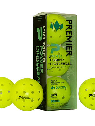 Bola Pickleball Diadem Premier Power Pickleball Outdoor (Amarelo,Pack 3un)