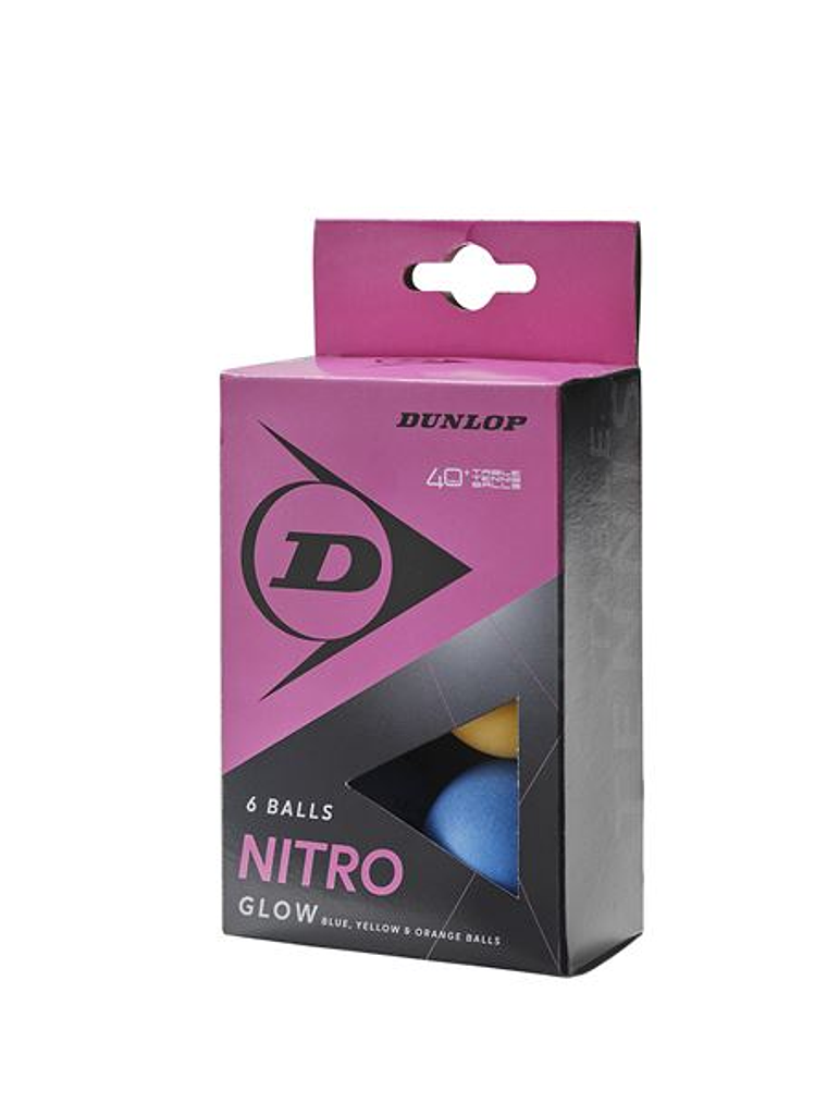 Bola de Ténis Mesa Dunlop Nitro Glow 40+, Cores Sortida, Caixa com 6 unidades 1