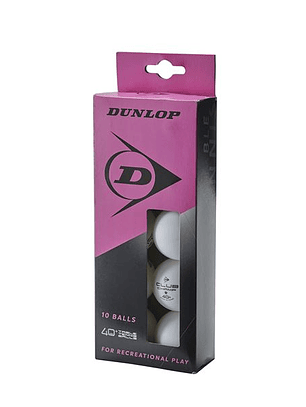 Bola de Ténis Mesa Dunlop Recreational 40+, Branco, Caixa de 10 unidades