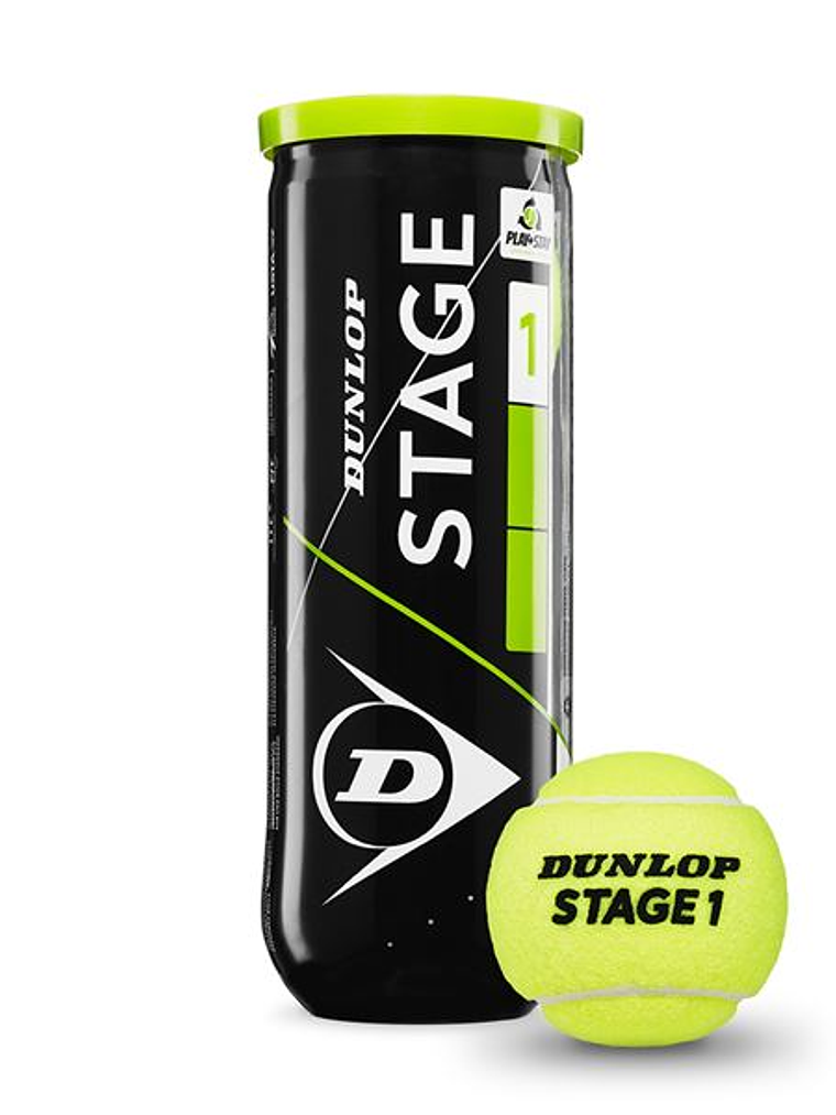 Bola Ténis Dunlop Stage 1 (Verde,Tubo 3un) 1