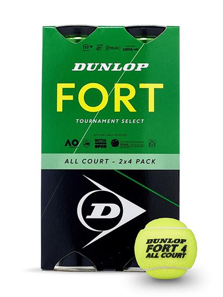 Bola Ténis Dunlop Fort All Court Tournament Select Bipack (2 x Lata 4un) 1