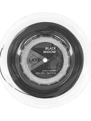 Corda Ténis Dunlop Black Widow 16G Rolo 200m (Preto,1.31mm)