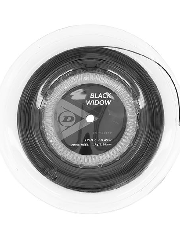 Corda Ténis Dunlop Black Widow 17G Rolo 200m (Preto,1.26mm) 1