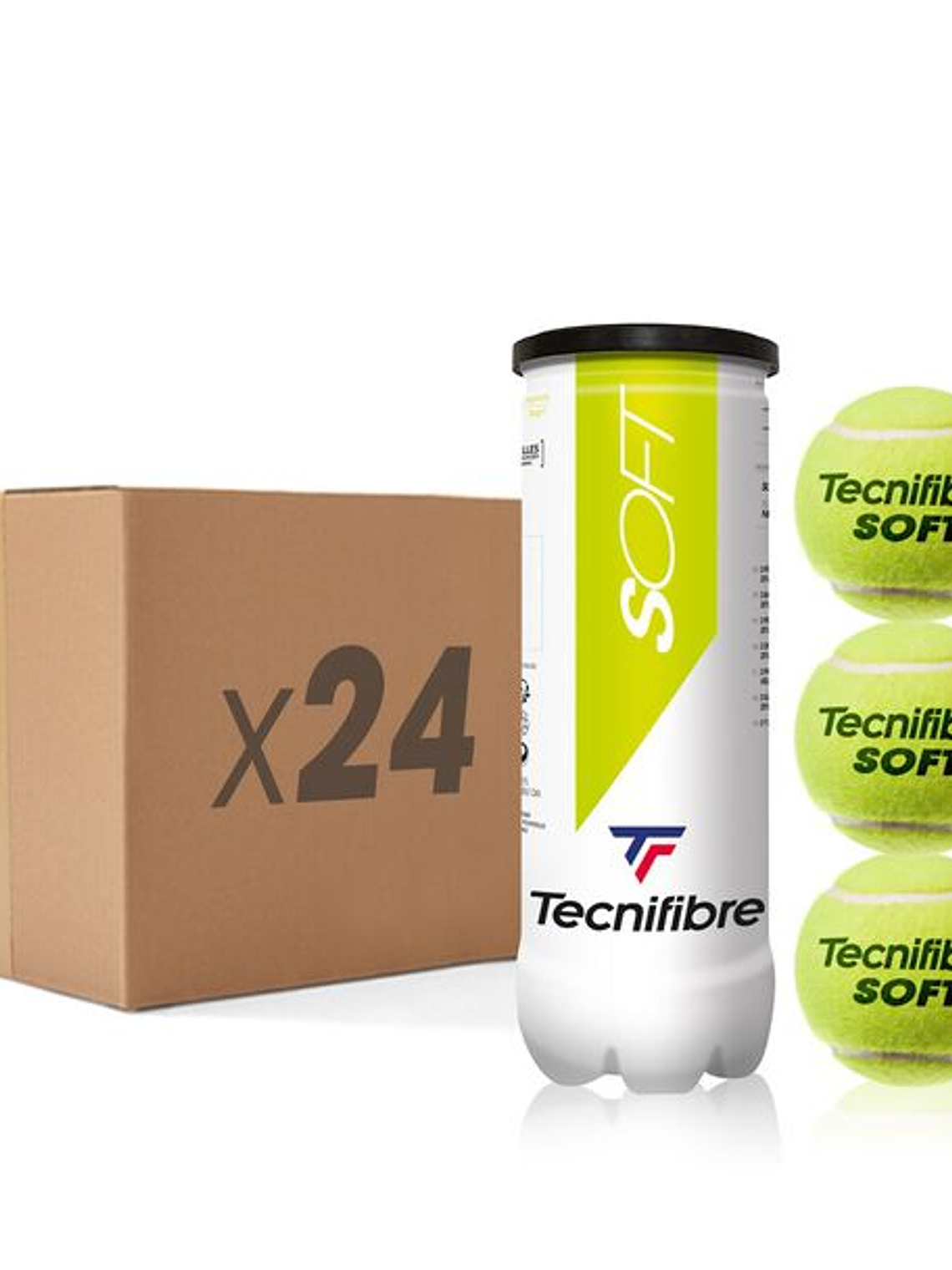 Bola de Ténis Tecnifibre SOFT : CARTON DE 24 TUBES DE 3 BALLES DE TENNIS 1