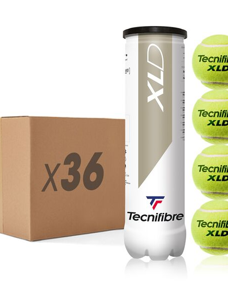 Bola de Ténis Tecnifibre XLD : CARTON DE 36 TUBES DE 4 BALLES DE TENNIS 1