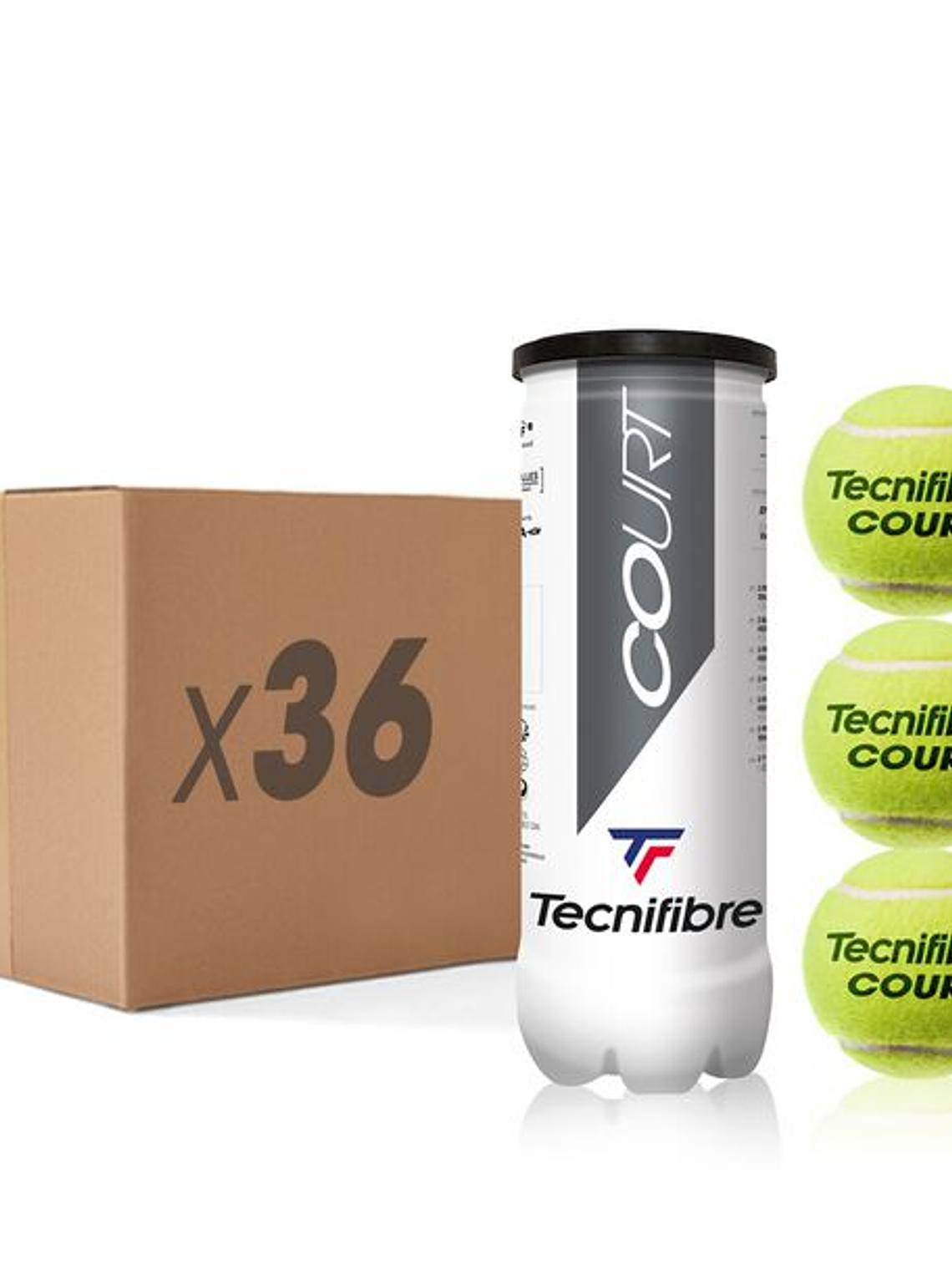 Bola de Ténis Tecnifibre COURT : CARTON DE 36 TUBES DE 3 BALLES DE TENNIS 1