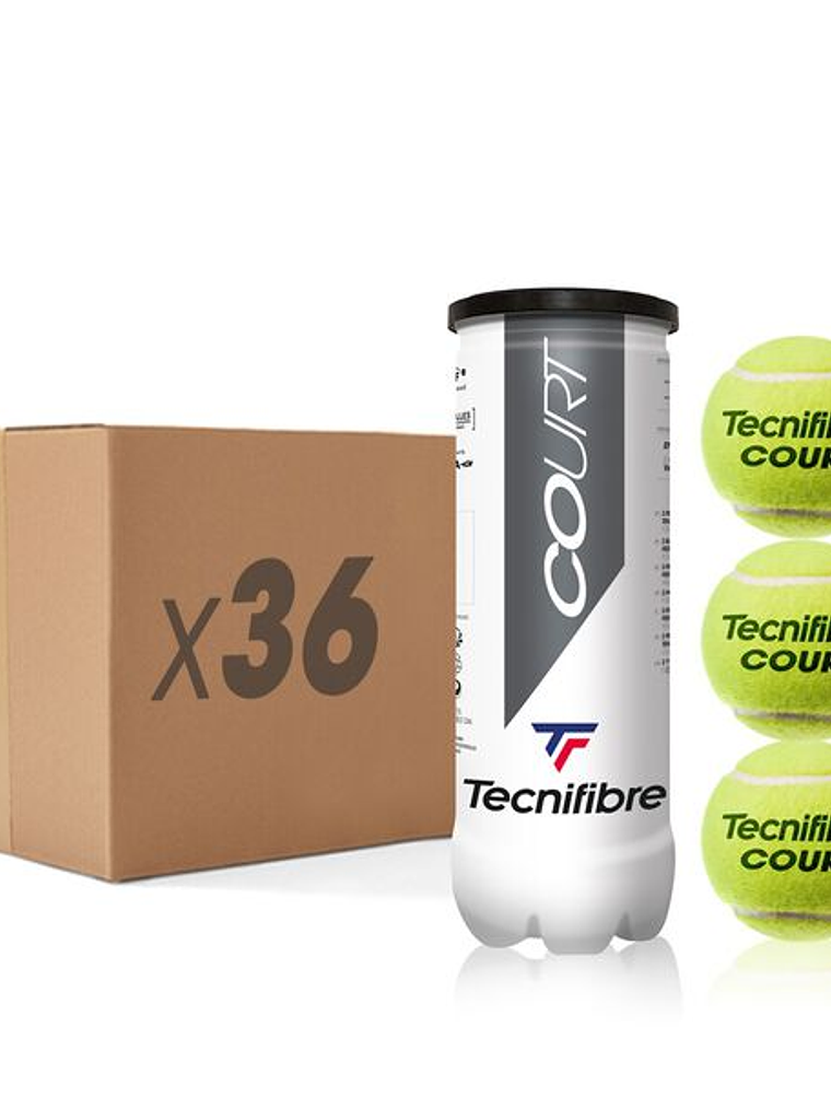 Bola de Ténis Tecnifibre COURT : CARTON DE 36 TUBES DE 3 BALLES DE TENNIS 1