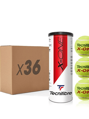 Bola de Ténis Tecnifibre X-ONE : CARTON DE 36 TUBES DE 3 BALLES DE TENNIS