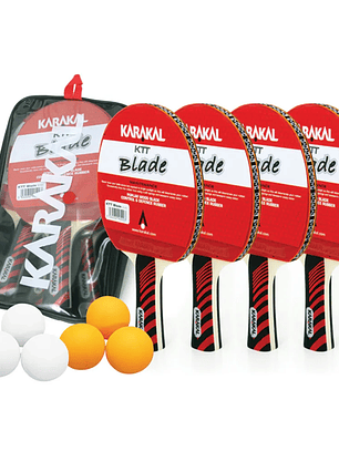 Raquete de Ténis de Mesas Karakal Set de 4 Raquetes, 6 Bolas 