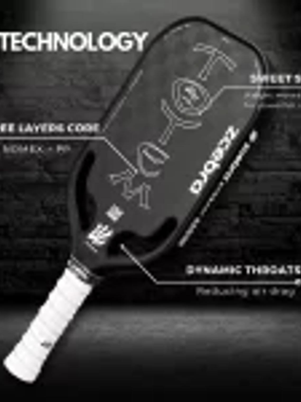 Raquete de Pickleball Zcebra TOTEM Black Stream Series 8