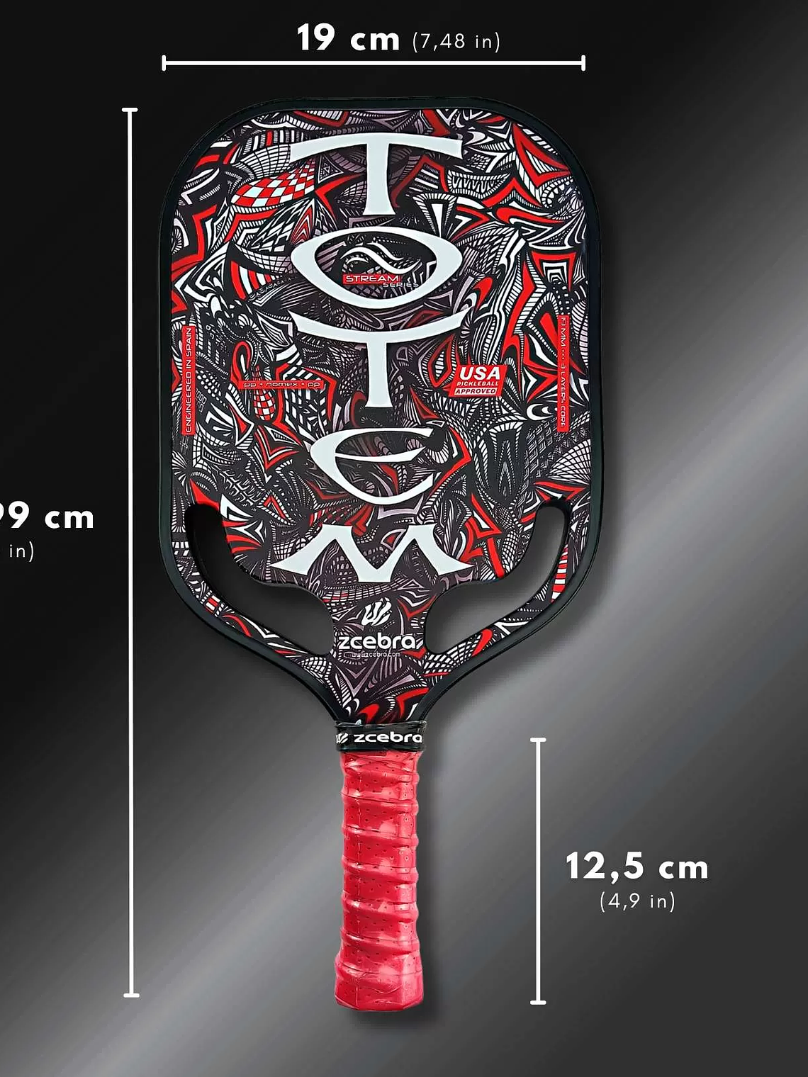 Raquete de Pickleball Zcebra Totem Stream Series Original 4