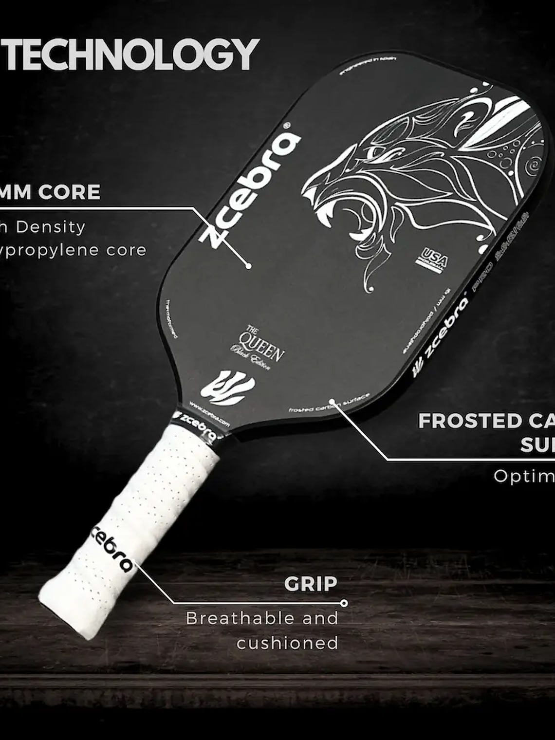 Raquete de Pickleball Zcebra THE QUEEN Edgeless 2