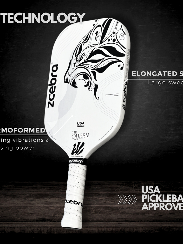 Raquete de Pickleball Zcebra White THE QUEEN 3