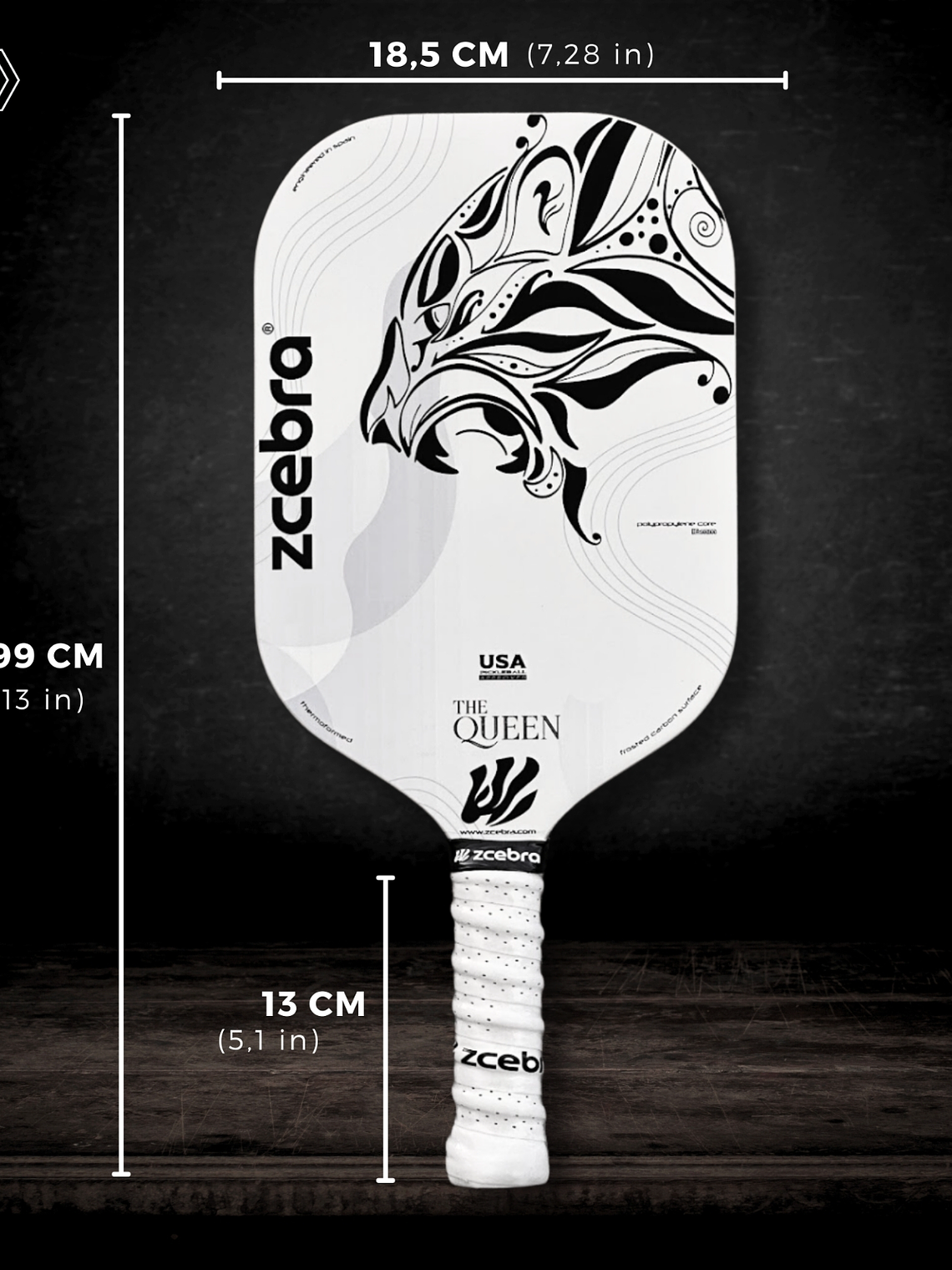Raquete de Pickleball Zcebra White THE QUEEN 4