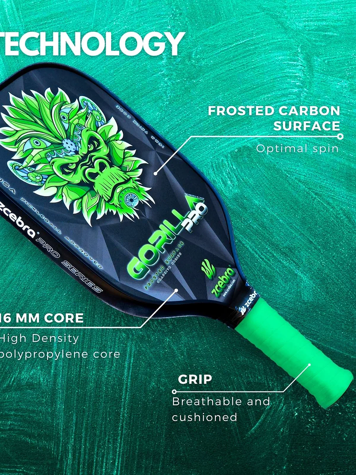 Raquete de Pickleball Zcebra GORILLA PRO SERIES (green) 2