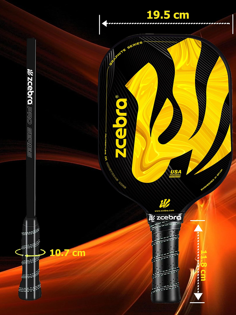 Raquete de Pickleball Zcebra GRAPHITE SERIES (yellow) 3