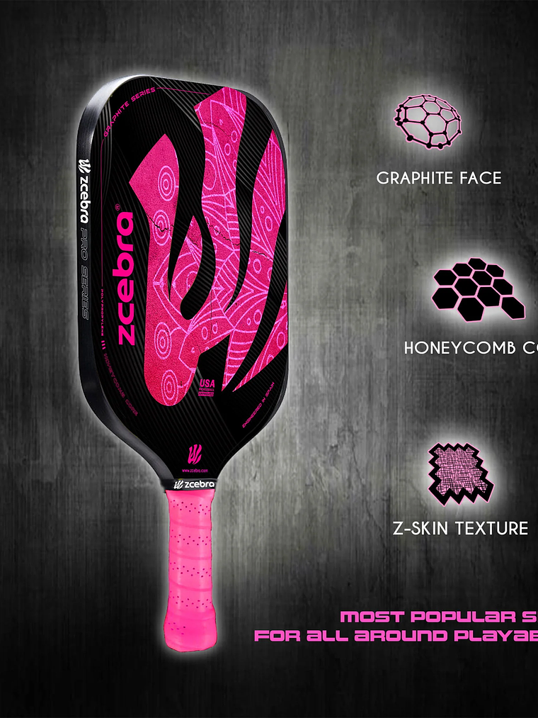 Raquete de Pickleball Zcebra GRAPHITE SERIES (pink edition) 4