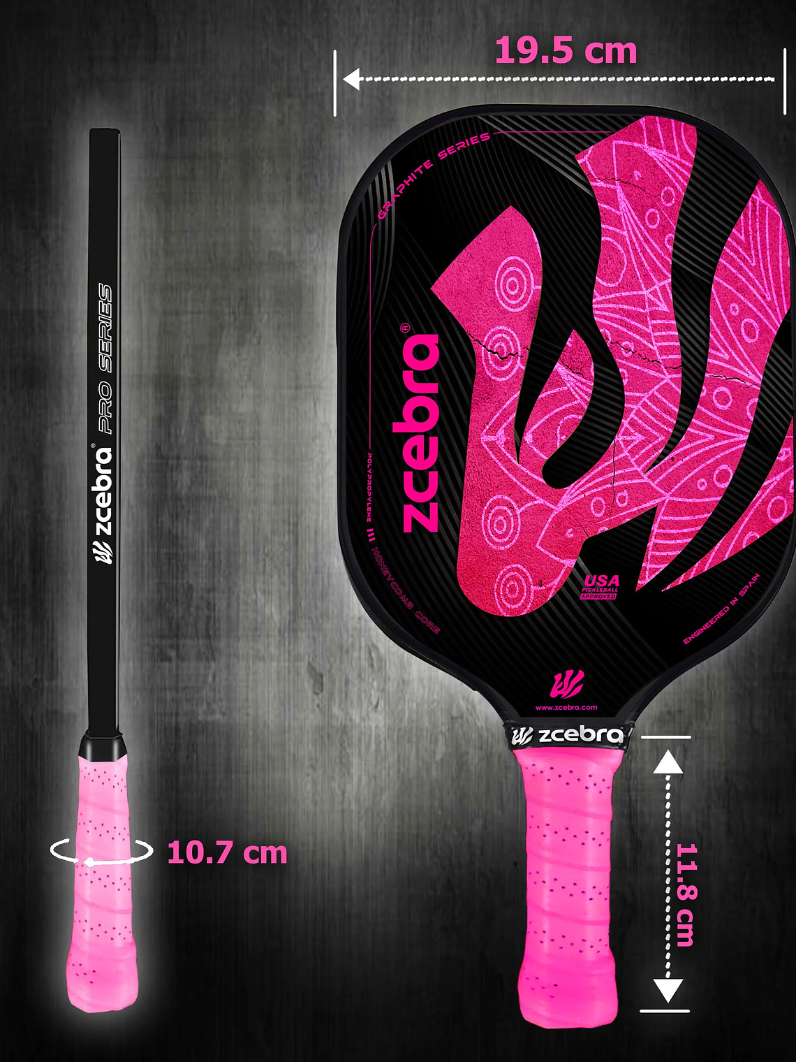 Raquete de Pickleball Zcebra GRAPHITE SERIES (pink edition) 5