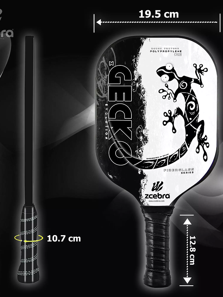 Raquete de Pickleball Zcebra Zgecko FIBERGLASS SERIES (white) 5