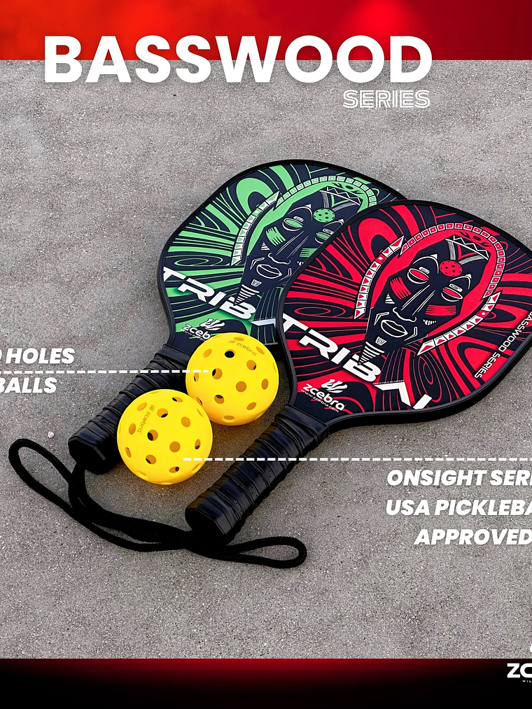 Raquetes de Pickleball Zcebra Kit: 2 Raquetes, 2 Balas 6