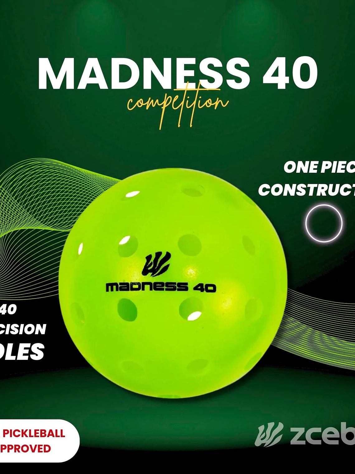 Bola de Pickleballs Zcebra Competition Madness 40 5
