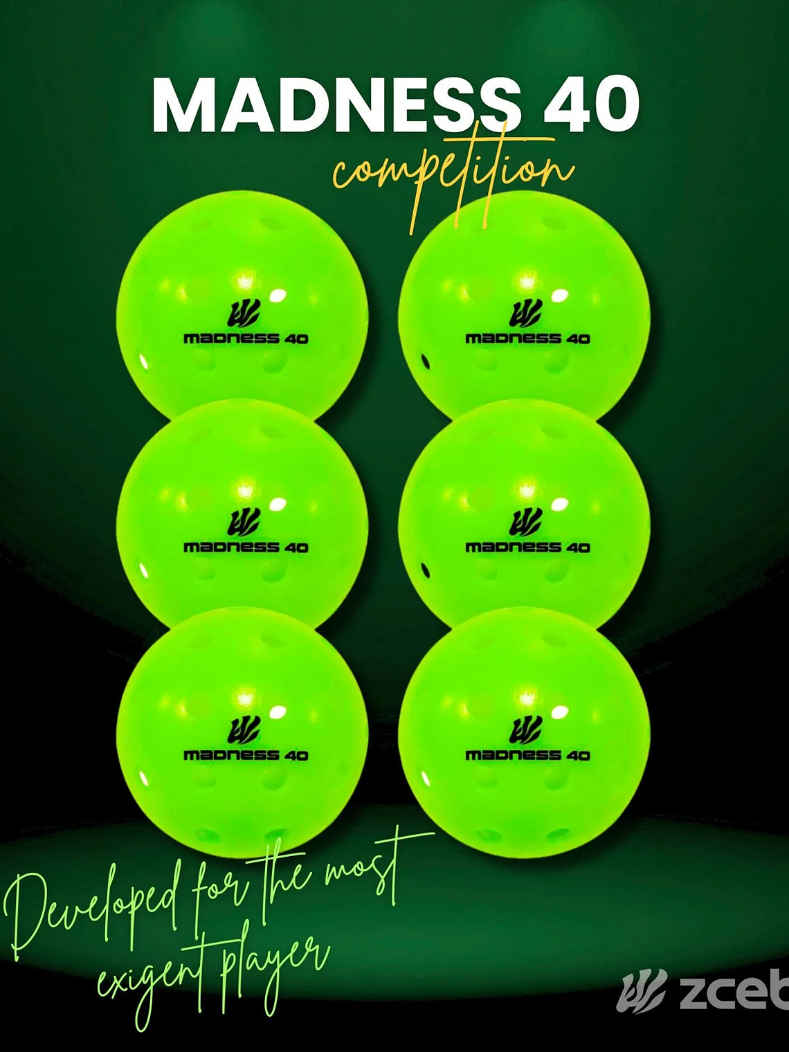 Bola de Pickleballs Zcebra Competition Madness 40 7