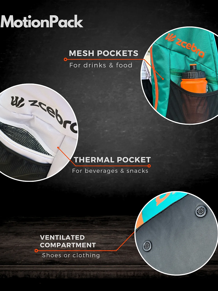 Mochila de Pickleball ZCEBRA MotionPack 50 Liters Green 4
