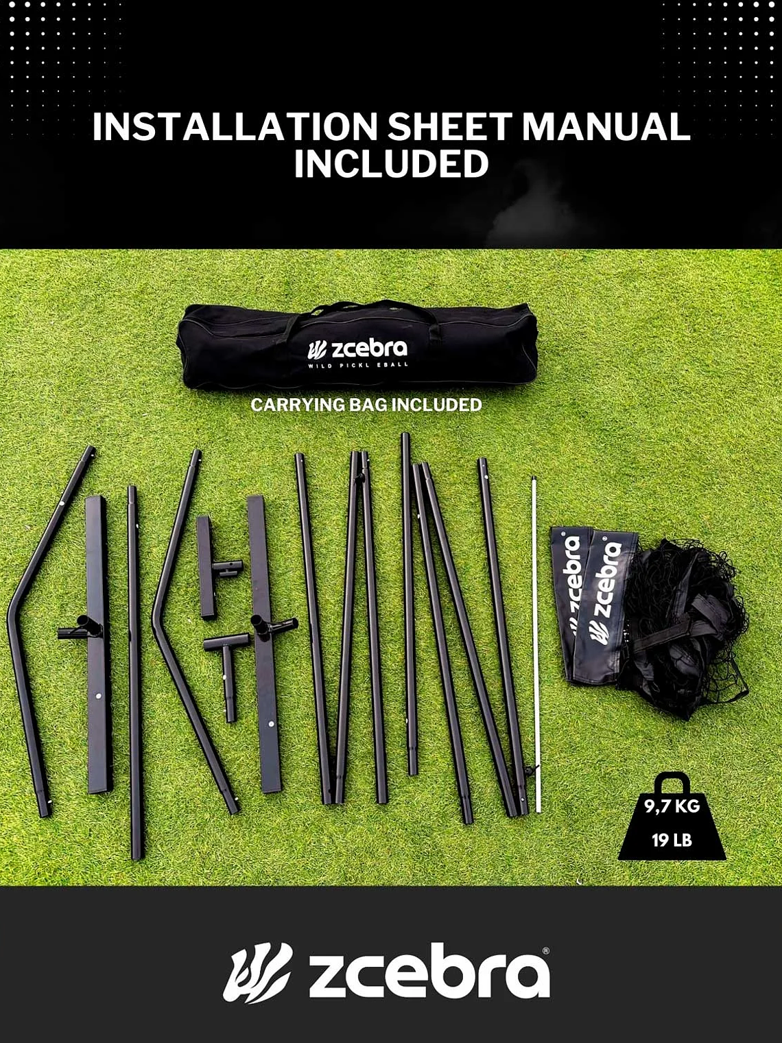 Rede Pickleball Zcebra Net and Carry Bag 4