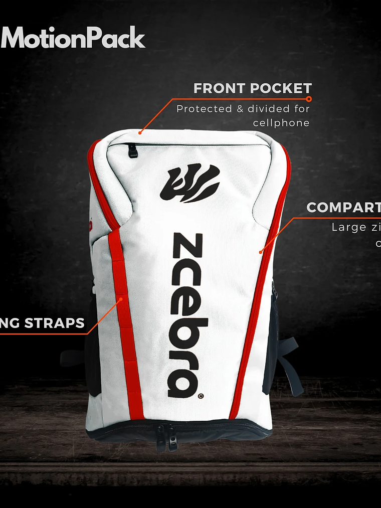 Mochila de Pickleball ZCEBRA MotionPack – 50 Liters White 2