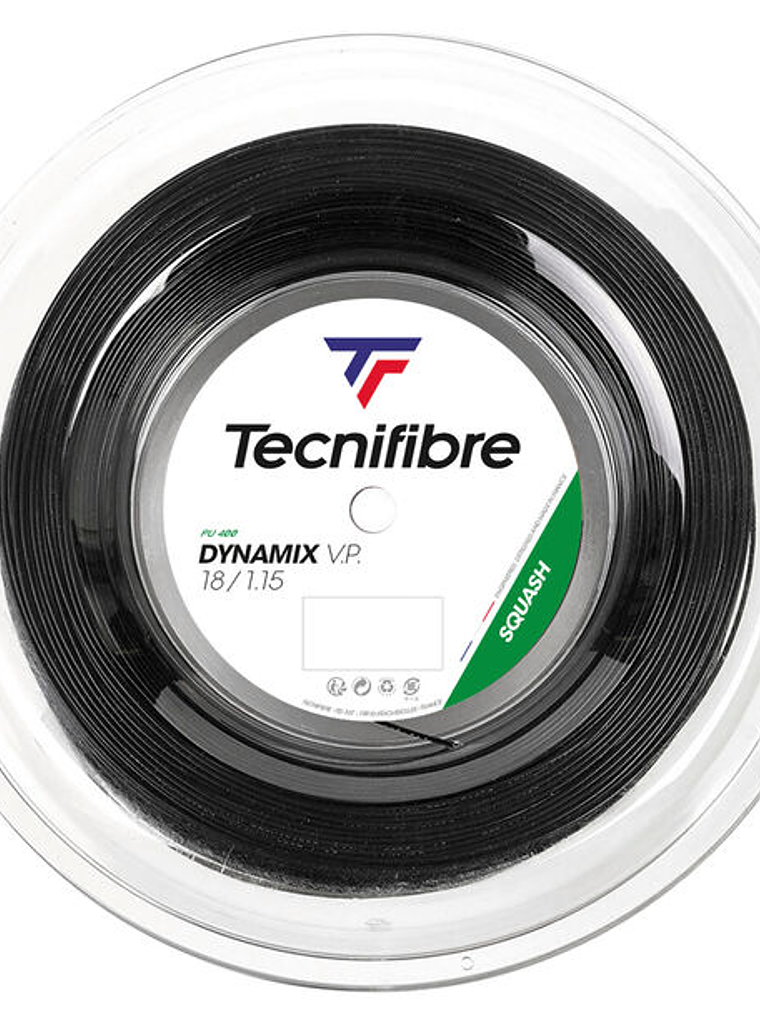 Rolo de Cordas de Squash Tecnifibre 200M DYNAMIX VP NOIR 1,25 1