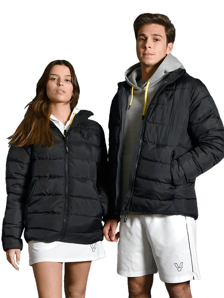 Casaco preto de penas da VOLT  3