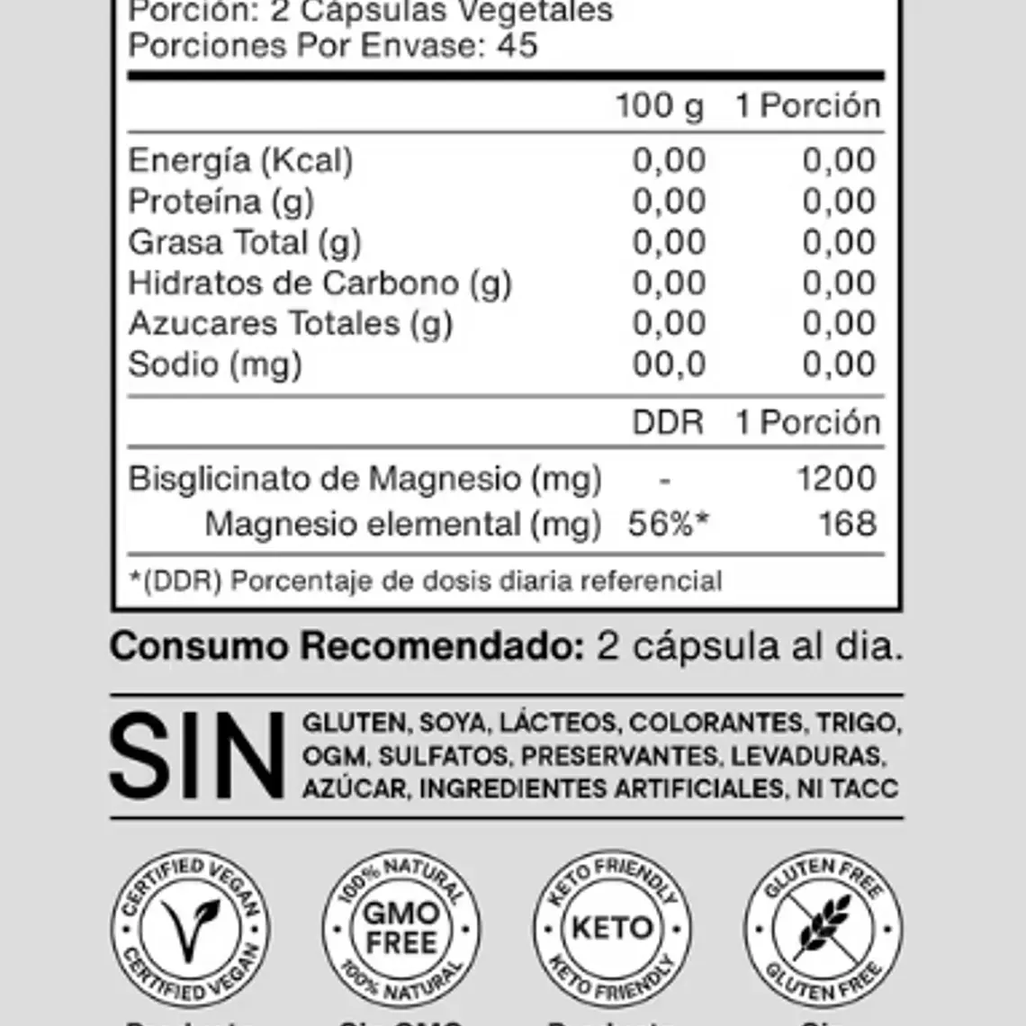 Bisglicinato De Magnesio 1200mg - 90 Cápsulas - Nutracore 2