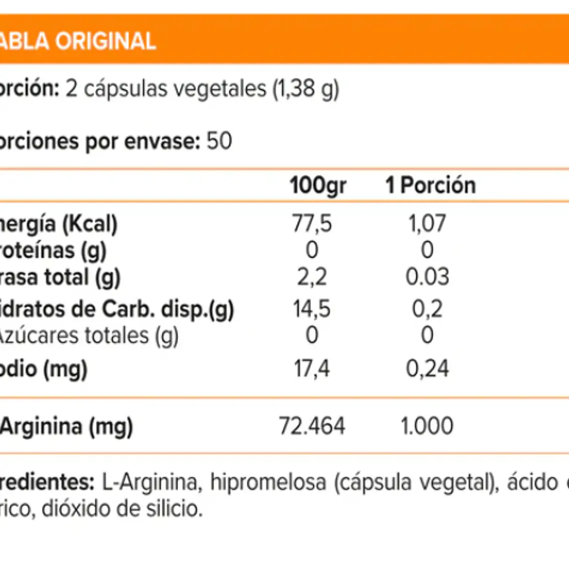 L-ARGININE 500MG 100 CAPS 2