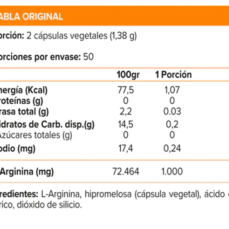 L-ARGININE 500MG 100 CAPS 2