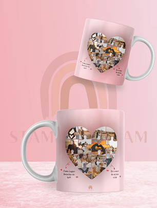 Caneca coração com fotos 