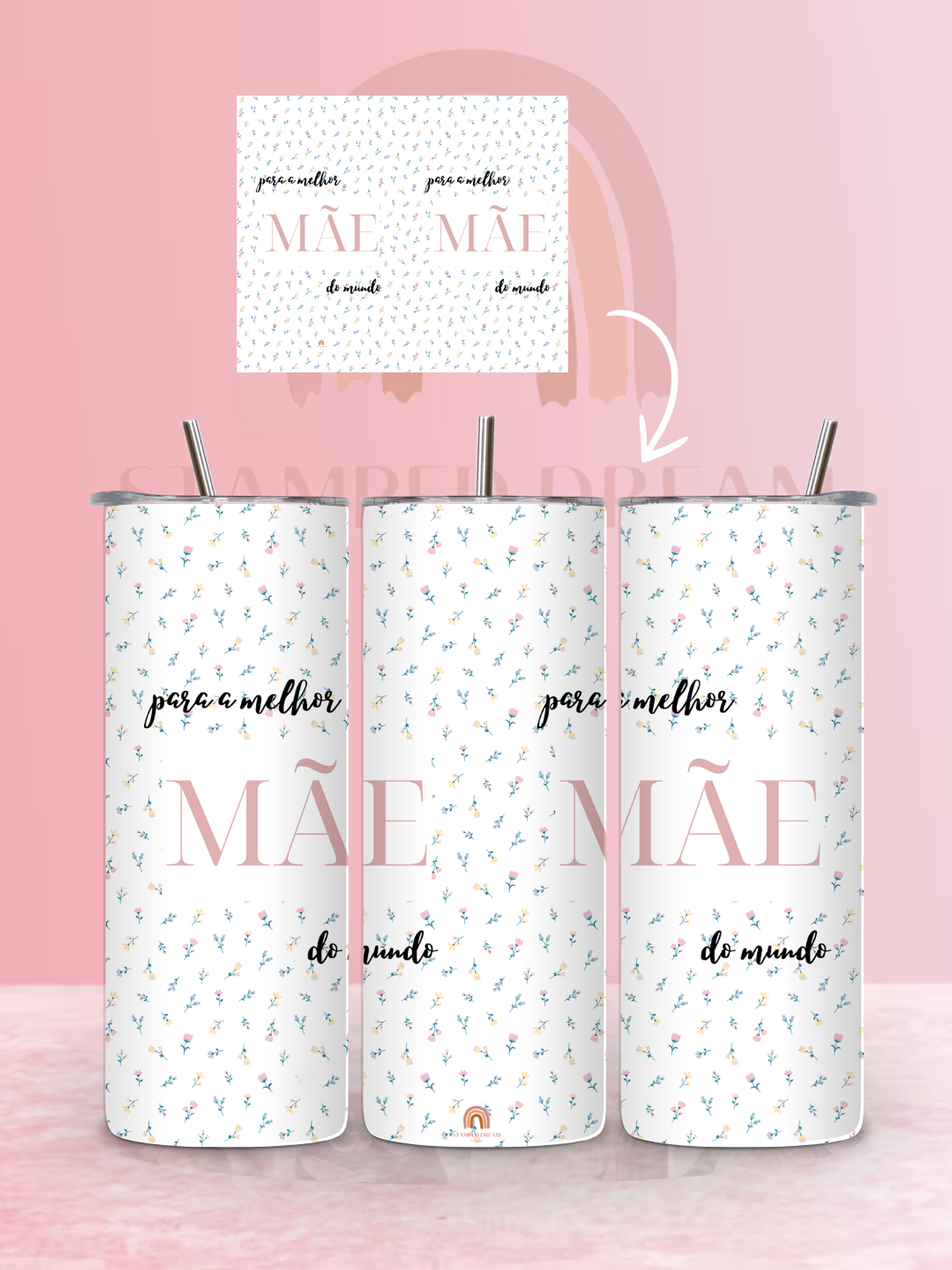Copo Térmico “Para a Melhor Mãe do Mundo” - floral 1