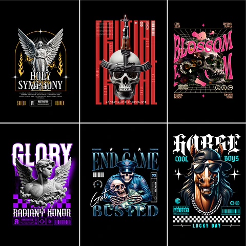 Pack Premium + 700 de Artes PNG para Camisetas Streetwear | DTF, Sublimação e Silk