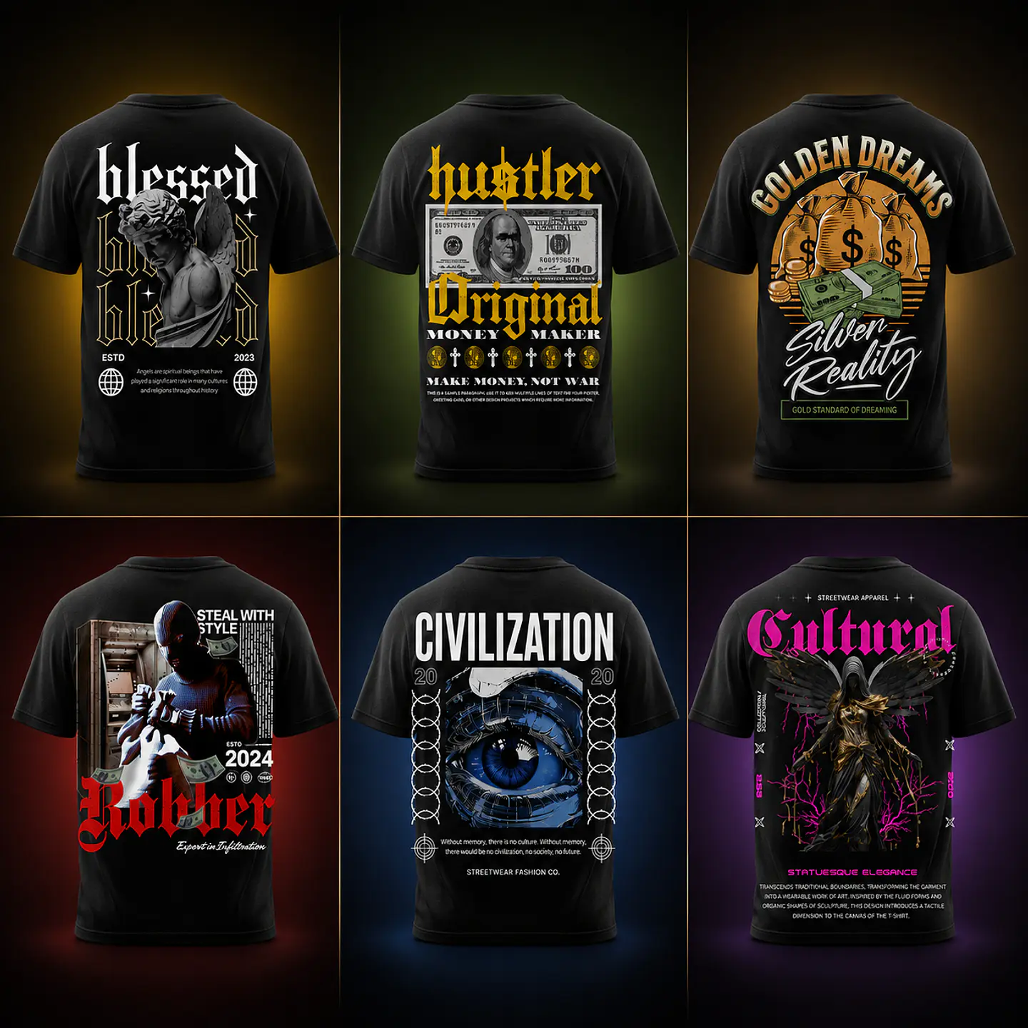 Pack Premium + 700 de Artes PNG para Camisetas Streetwear | DTF, Sublimação e Silk 4
