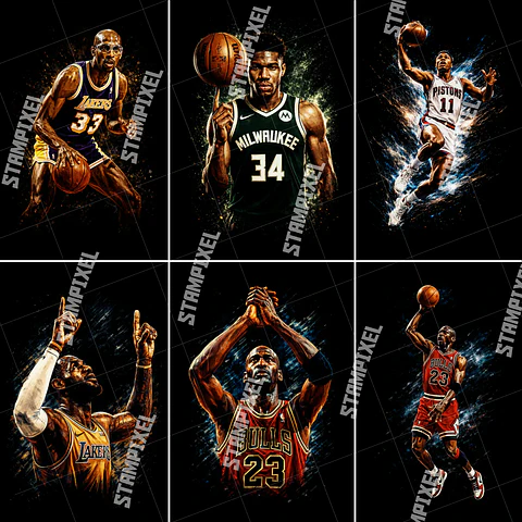 Pack Halftone NBA PNG | +50 Artes para Camisas DTF, Silk e Sublimação em Alta Resolução