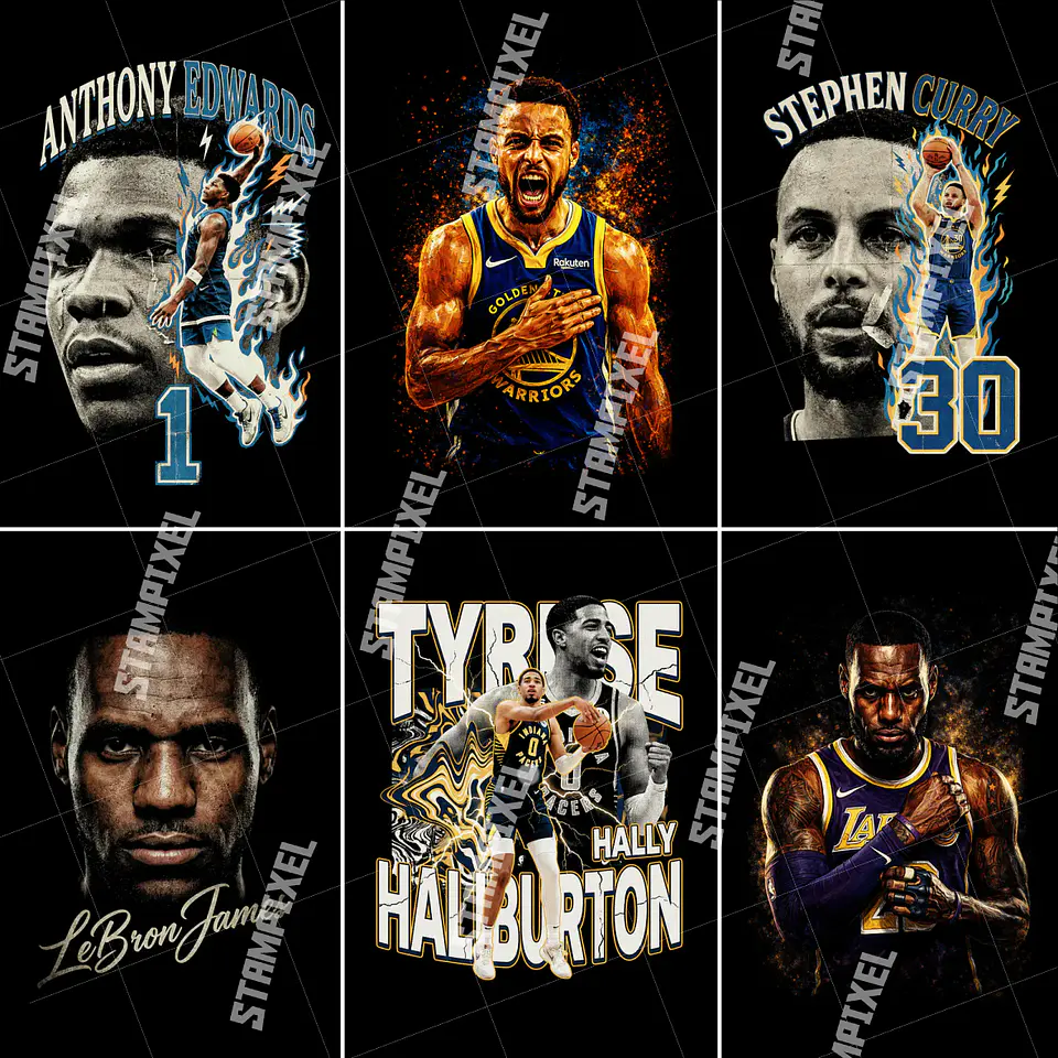 Pack Halftone NBA PNG | +50 Artes para Camisas DTF, Silk e Sublimação em Alta Resolução 4