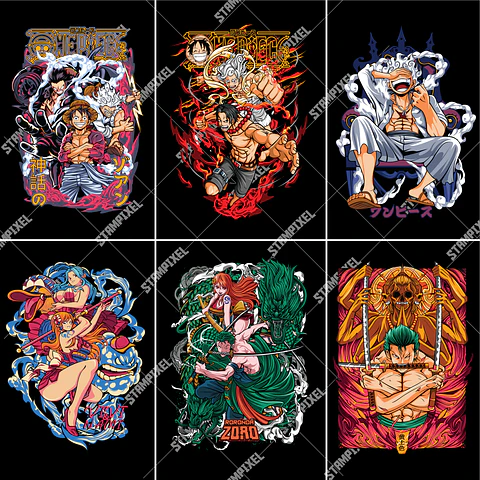 Pack + de 40 artes One Piece PNG para Camisetas  | DTF, Sublimação e Silk