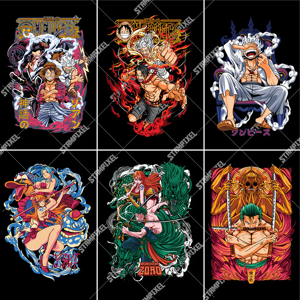 Pack + de 40 artes One Piece PNG para Camisetas  | DTF, Sublimação e Silk 2